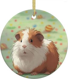 Christmas Decorations Ceramics Ornaments Cartoon Pet Guinea Pig Snowflakes Winter Tree Funny Farmhouse Animal Xmas Decoration