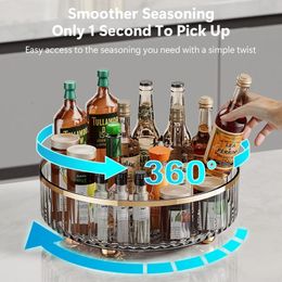 Kitchen 360° Rotating Spice Rack Pantry Cabinet Seasoning Bottle Shelf Box Turntable Holder Tray Kitchen Storage Organization 240122