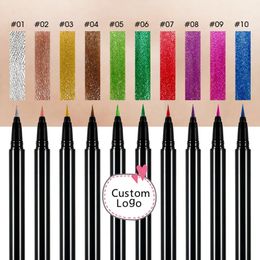 50pcs Wholesale Colorful Liquid Eyeliner Custom Longlasting Waterproof Shimmer Eye Liner Pencil Makeup Beauty Tools 240123