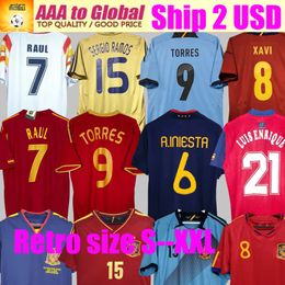 2010 SpainS retro jersey 1996 1994 RAUL XAVI Hierro LUIS ENSRIQUE ALONSO Caminero Iniesta PUYOL PIQUE David Villa TORRES 2008 2012 2002 Guerrero Guardiola RAMOS