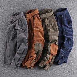 Hunting Jackets Spring And Autumn Vintage Trend Sleeve Colored Men's Corduroy Long Shirt Slim Fit Versatile Japanese Coat