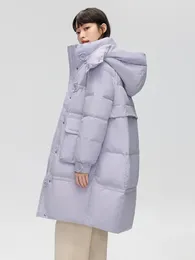 Down Coat Xue Zhongfei 2024 Autumn And Winter Women's Mid Length Jacket Warm Raglan Sleeves Gentle Purple Commuter