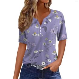 Women's T Shirts In Shirt 3D Print Floral Design Graphics Tops Trendy V-Neck Short Sleeve Tees Streetwear Y2k Clothing For Girls