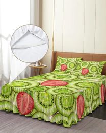 Bed Skirt Fruit Kiwi Strawberry Simple And Fresh Elastic Fitted Bedspread With Pillowcases Mattress Cover Bedding Set Sheet