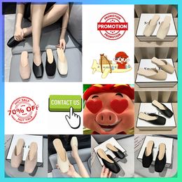 Designer Flat casual Sandals half Slippers Women's Embroider Sandal Fashion Letter for Women man Summer sandal soft leather Muller shoes size 36-40