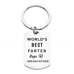 Fathers Gift Key Ring World's Farter Ever Oops I Mean Father Dad Mother Keychain Titanium Steel Keyring Family Jewellery D184l