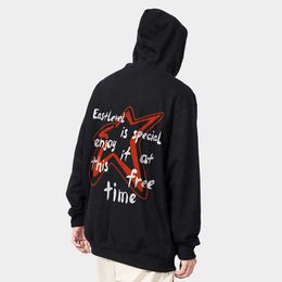 China-chic Brand American Street Five-star Hooded Sweater for Men and Women Autumn High Couple Coat