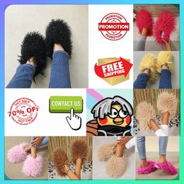 Free shipping Designer Casual Platform Plush Slides Slippers Men Keep warm warm with Light weight Large size super soft soles Flat Winter sandals 36-49