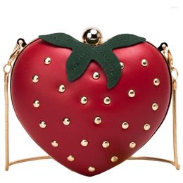 Evening Bags Women Shoulder Small Strawberry Clutches Bag Chain Strap Heart Shaped Crossbody Sweet Dinner For Ladies
