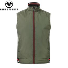 2024 Men Spring Sleeveless Large Size Stand Collar Vest Jackets Men Autumn Solid Colour Outdoors Casual Fashion Vest Jackets Male 240119