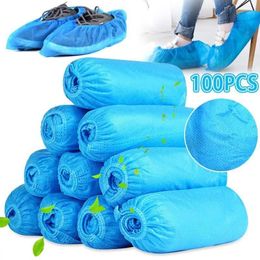 US Stock Disposable Shoe Covers Indoor Cleaning Floor Non-Woven Fabric Overshoes Boot Non-slip Odor-proof Galosh Prevent Wet Shoes294z