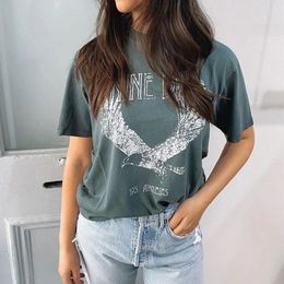Eagle Print Graphic T-shirt for Woman Round Neck Short Sleeve Cotton Tee shirts Summer Casual American Vintage Luxury Tshirt 2024 Streetwear Tops Clothes