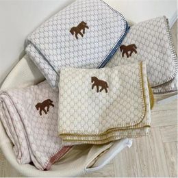 Luxury designer pony Plaid pattern blankets for newborn baby children high quality cotton shawl blanket size 100 150cm warm Christ293E