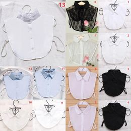 Bow Ties Unisex Black White Shirt Fake Collar Vintage Detachable Collars False Lapel Blouse Top Women Fashion Clothes Accessories