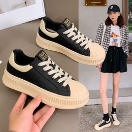 Board Shoes for Women with Thick Soles and Raised Shell Heads, Campus Trend, Small White Shoes, 2023 Autumn and Winter New Genuine Leather Internet Famous