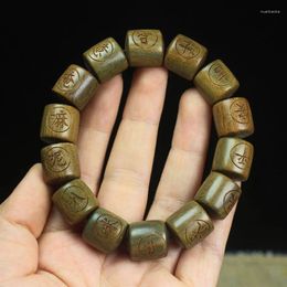 Strand Guajacwood Barrel Beads Lettering Single Ring Bracelet