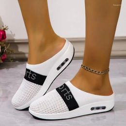 Slippers Women Air Cushion Slip-on Casual Walking Shoes Ladies Increase Platform Mules Mesh Lightweight Wedge Female Sneaker