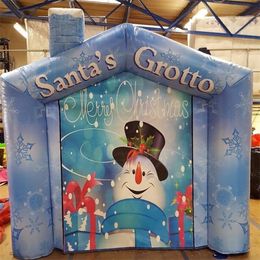 Customised Printing inflatable santa's Grotto 11.5x10x10ft christmas Santa Cottage House Tent Shelter Cabinet Cabin balloon for Xmas Festival Decoration 003