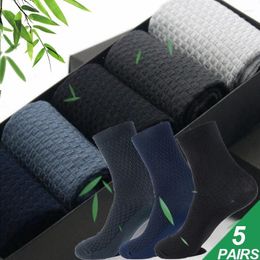 Men's Socks 5 Pairs/Lot High Quality Men Bamboo Fiber Short & Long Tube Causal Business Soft Breathable S Male Crew Sock Sox