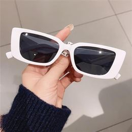 Retro White Rectangular Sunglasses Women 2021 Trendy Brand Designer Shades Small Frame Sun Glasses Female Sexy Oculos UV400277A