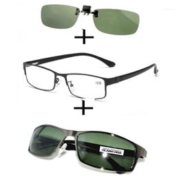 Sunglasses 3Pcsrectangular Metal Black Business Reading Glasses For Men Women Alloy Polarised Clip2081