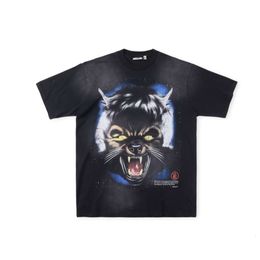 Hellstar Men's T-shirt 2024 designer Studios Full Moon Tee Wash Wolf Head Full Moon Print Short Fashion Hip Hop T-shirt