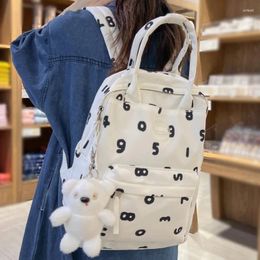 School Bags Women White Laptop Kawaii Letter Printing Bag Girl Cute Travel College Backpack Fashion Student Female Nylon Lady BookBag