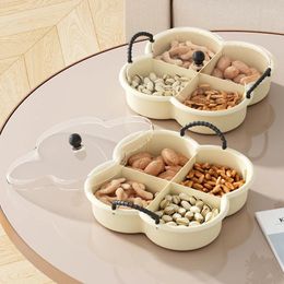 Plates Plastic Snack Plate With Handle Square Divided Appetiser Fruit Nuts Container Home Party Countertop Serving Tray