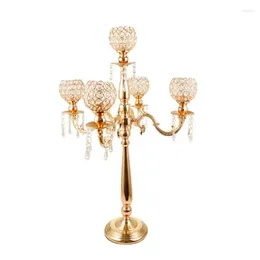 Candle Holders Gold Crystal For Wedding Party Decoration Centrepieces Event Decor 5 Arms Candelabra