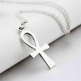 Argento sterling 925 placcato egiziano Ankh Croce collane con ciondolo Gioielli di moda Collana con colletto Regali di Natale per le donne Gnx8769311Q