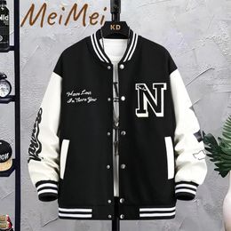 American Loose Printed Jacket for Men Trend Letter N Standup Collar Clothing Spring and Autumn Ins Male Coat Explosive 240122