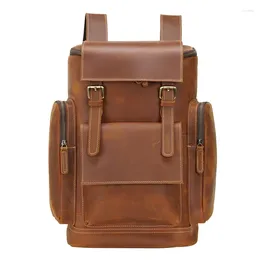 Backpack Men Large Genuine Cow Leather Antitheft Travel Laptop Bags Boy Bagpack Big Capacity Male Business Trip Camera Bag