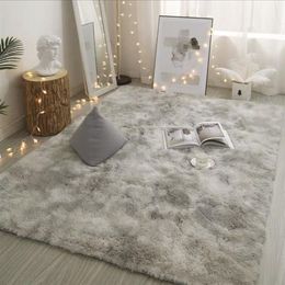 FBC19011003 Modern Nordic Style Grey Plush Soft Carpet For Living Room Tie Dyeing Anti-slip Floor Mats Rugs216m