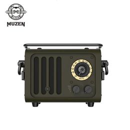 MUZEN Portable Metal Bluetooth Ser Radiooo WD101GN Retro Wild Style FM Radio for Outdoor Creative Gift 240126