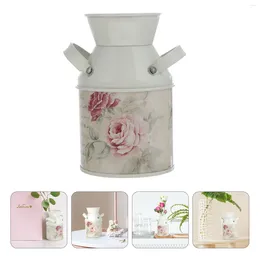 Vases Vase Iron Flower Pot Decorative Holder Vintage Handle Home Floral Arrangement Water Jug Modern