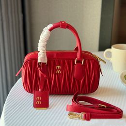 Classic Tote Bag Women's Handbag can be worn Crossbody Solid Red Tote Bag Bowling Pattern Crossbody Bag Large Capacity Size 22*11cm