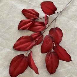 Decorative Flowers Artificial Silk Bread Leaves Wedding Pography Fake Flower Plant Decoration Home Living Room Desktop Red Pink Leaf