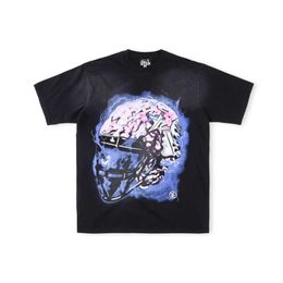 Hellstar Men's T-shirt 2024 designer Fashion Hip Hop Brain Helmet Short Sleeves