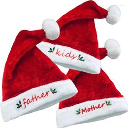 Berets Christmas Short Plush Hat Red Santa Claus Family Member Mother Father Kids Gifts Happy Year Supplies