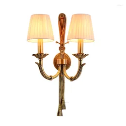 Wall Lamps French Full Copper Lamp Two Arm Lampara De Pared Dormitorio Indoor Lights Loft Corridor Living Room Lighting Fixture