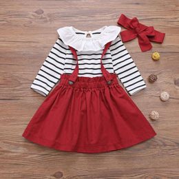 Clothing Sets Toddler Infant Baby Girl Lace Stripe Romper Suspender Skirt Outfits Set Big Girls Sweat