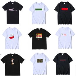 Yaz Tasarımcısı Erkek Tişörtlü Kadın Tshirt Saf Pamuk Yuvarlak Boyun Mektup Baskılı Karikatür Logosu High Street Moda Erkekler T Shirt Açık Dış Mekan Gevşek Gevşek Çok Yönlü Adam