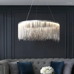 Chandeliers Modern High-end Villa Art Personality Chandelier Simple Atmosphere Tassel Nordic Bedroom Living Room Restaurant Light