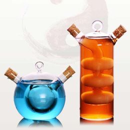 Creative Double Tube Glass Cup Transparent Mandarin Duck Martini Cocktail Glass Party Bar Coffee Wine Bottle Doomed Drinkware X0703034