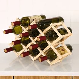 3/6/10 Bottles Collapsible Wooden Wine Racks Cabinet Stand Holders Wood Shelf Organizer Storage for Retro Display Cabinet 240124