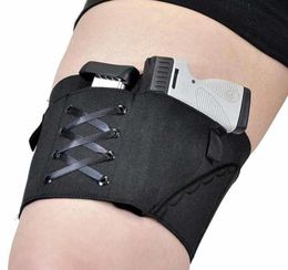 Holster Leg For Women Black Concealed Adjustable Thigh Holster Adjustable Low Profile Closure Embroidered Elastic Fabric Canvas2799861541