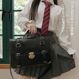 Evening Bags Japanese Preppy Style JK Uniform Shoulder School Women PU Leather Large Briefcase Tote Handbag For Girls Backpack Bag