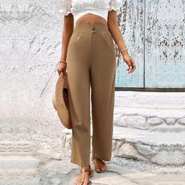 Women's Pants Elegant High Waist Cropped Work For Women Khaki All-match Daily Office Formal Wear Fashion Trousers S-xl