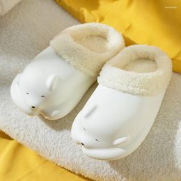 Slippers Cute Puppy Bear Waterproof Women's Cotton Shoes Winter Home Leisure Warmth Soft Bottom Flat