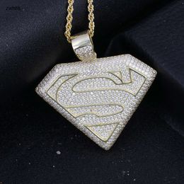 Designer Jewelry Full Iced Out Zirconia Diamond Pendant Charms Hip Hop Superman 5A CZ Pendant Necklace Fashion Jewelry